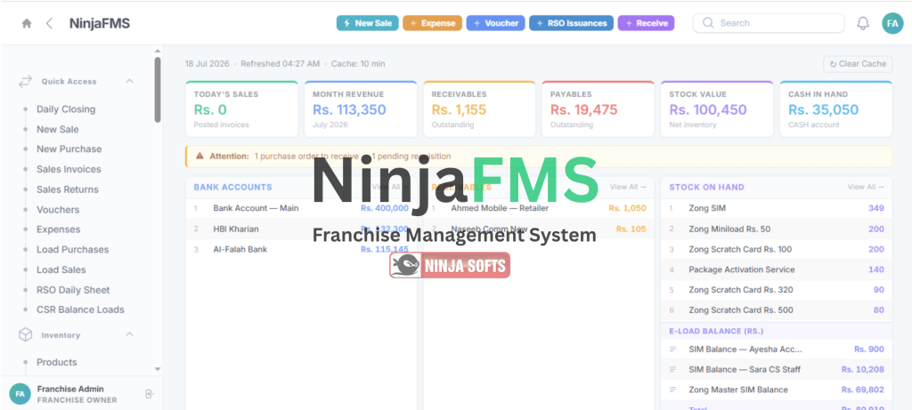 NinjaFMS DashBoard Image