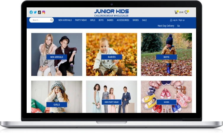 Junior Kids UK ecommerce website redesigned by Ninja Softs