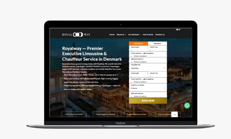 Royalway chauffeur website and booking form developed by Ninja Softs